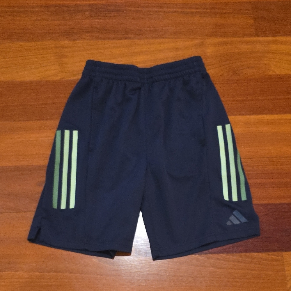 Adidas Boys Athletic Navy And Green Shorts Size M